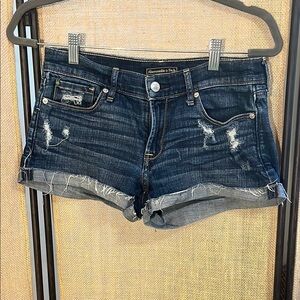 Abercrombie & Fitch Blue Jean Shorts Distressed Frayed Hem